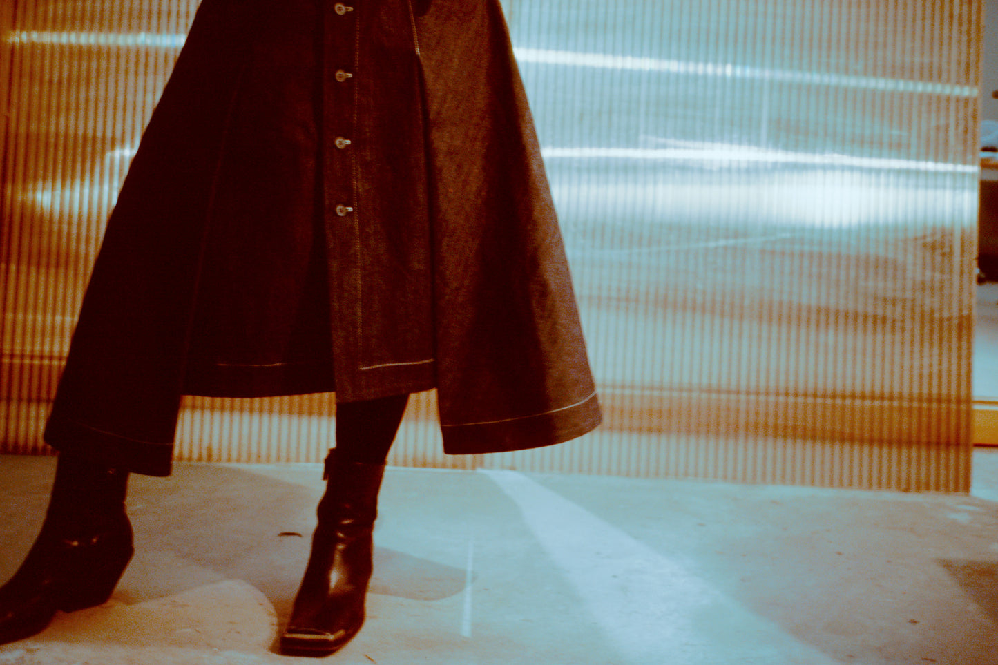 Long Fold to Front Skirt